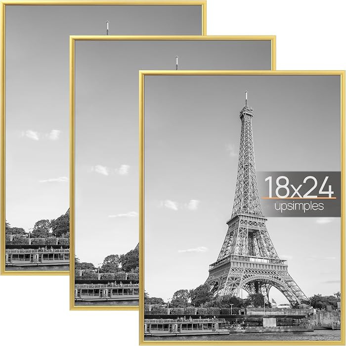 upsimples 18x24 Poster Frame, Easy Slide-In Assembly, Gold, 3 Pack | Amazon (US)