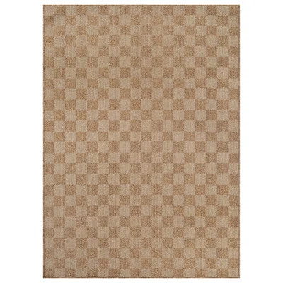 Checkered Natural/Jute Easy-Care Indoor/Outdoor Flat Woven Area Rug | Wayfair North America