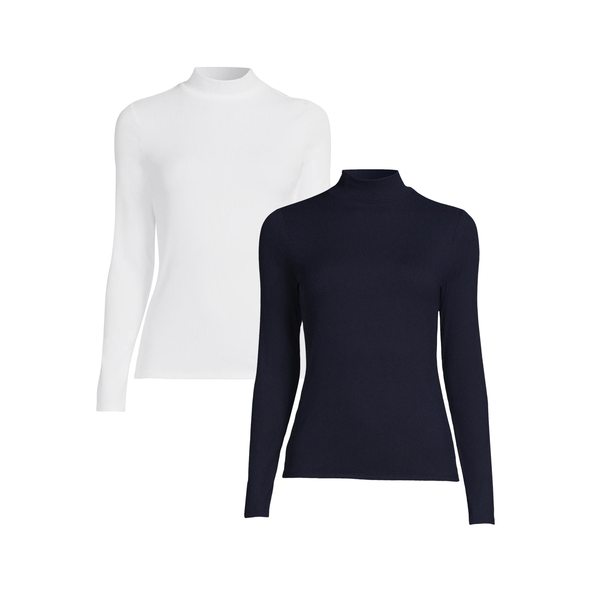 No Boundaries Juniors Mock Neck Top with Long Sleeves, 2-Pack, Sizes XS-3XL - Walmart.com | Walmart (US)