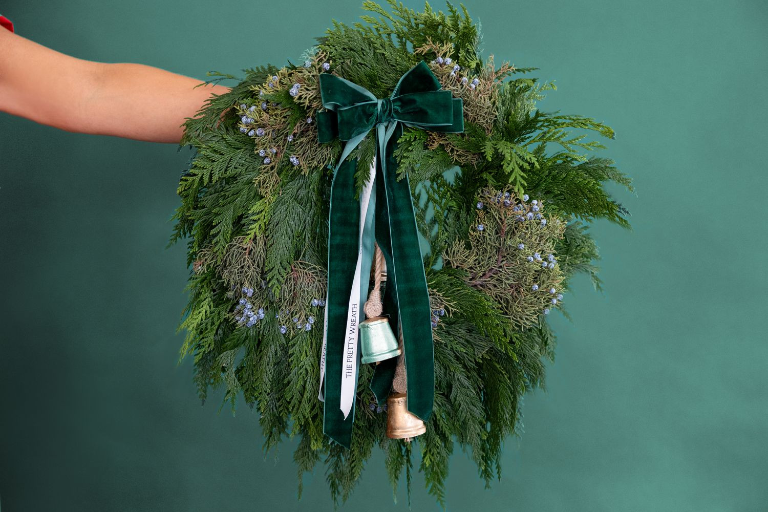 Green Cedar/Juniper with Bells: 22" | The Pretty Wreath