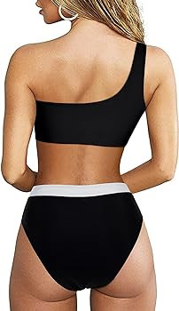 MOOSLOVER Women Cutout One Shoulder High Waisted Bikini High Cut Two Piece Swimsuits | Amazon (US)