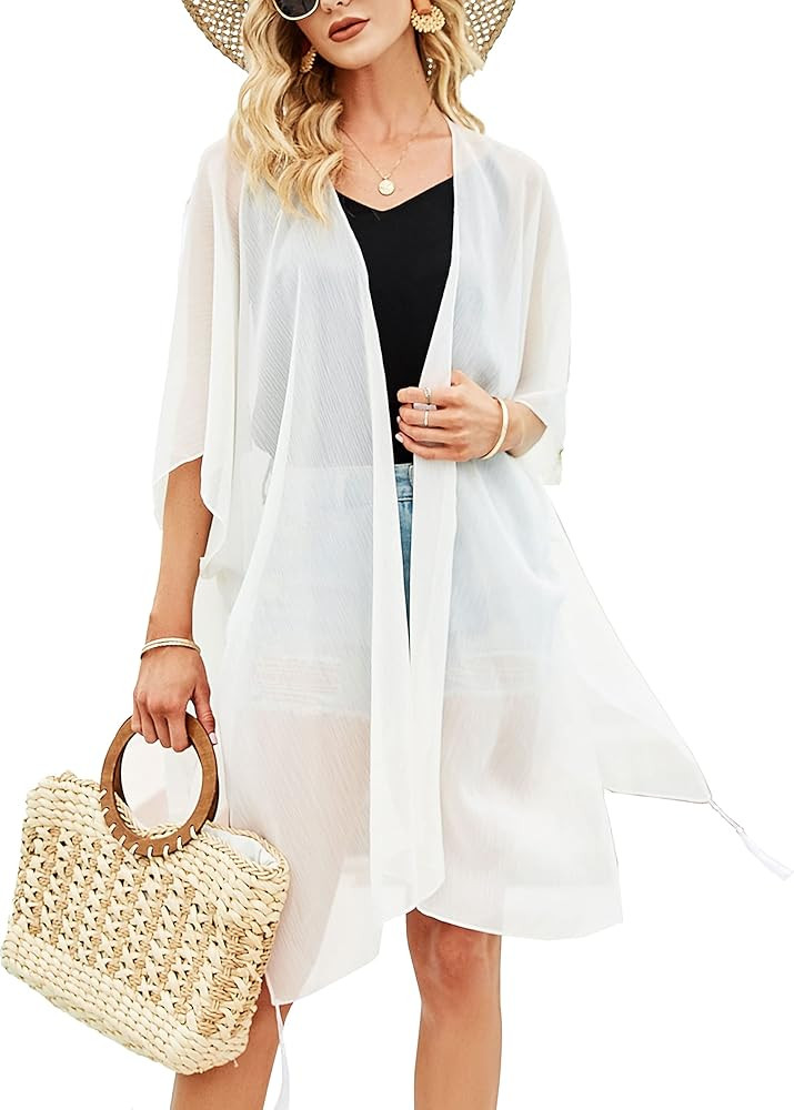 Gertisan Women's Floral Kimono Cardigans Boho Beach Coverups Loose Open Front Swimwear Cover Ups ... | Amazon (US)