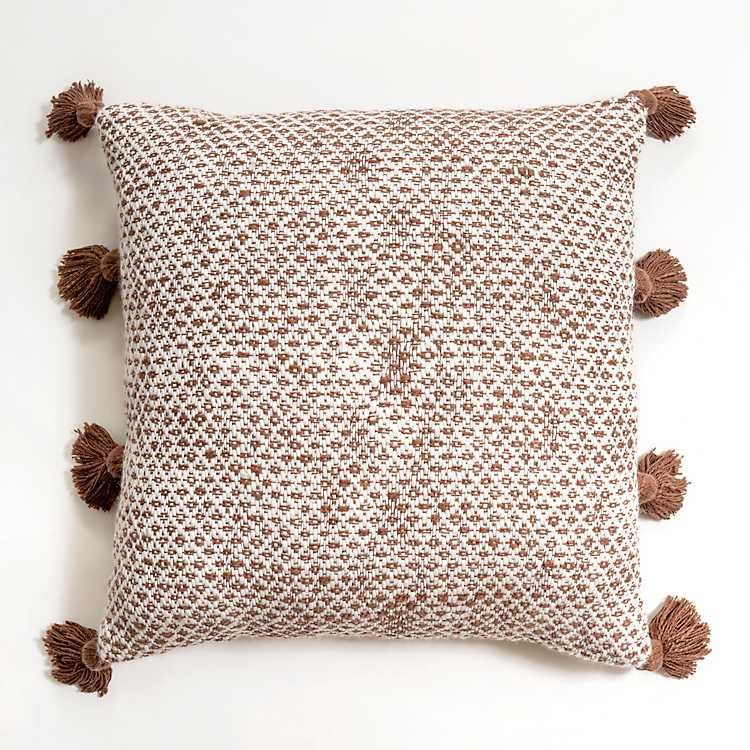 New! Brown Woven Pillow with Side Tassels | Kirkland's Home