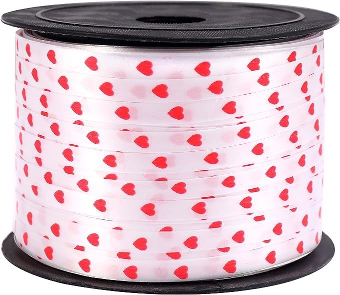 Love Red Valentine Ribbon for Valentines Day - 100 Yards, Red Heart Ribbon for Crafts, Red Valent... | Amazon (US)