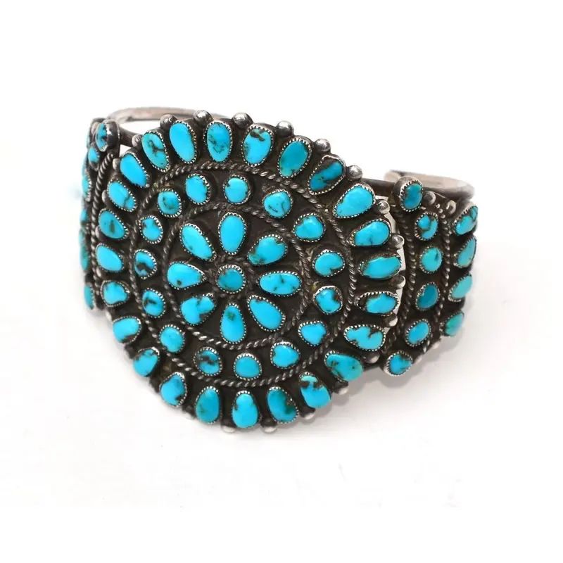 1940s  Zuni Three Cluster Turquoise Bracelet | Chairish