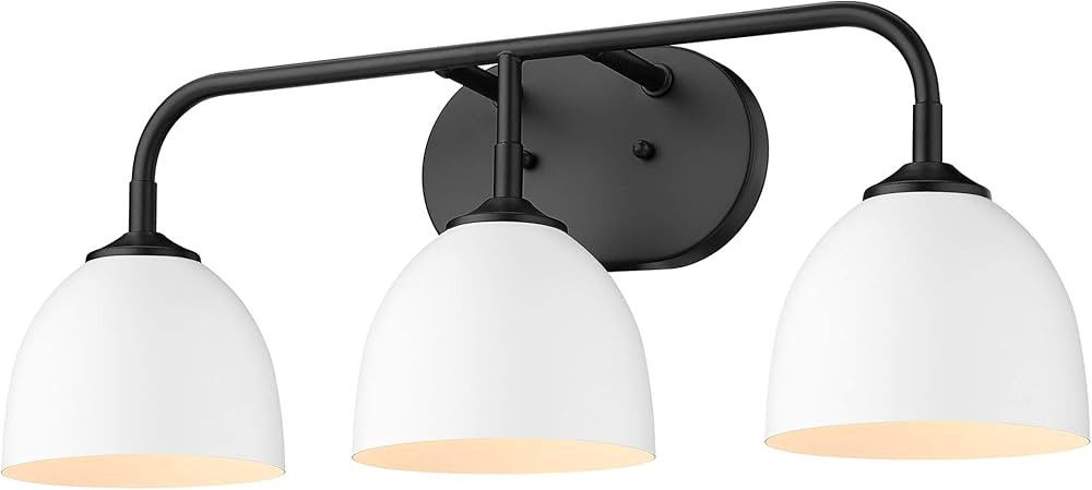 Zoey 3 Light Bath Vanity Matte Black with Matte White Shade - Amazon.com | Amazon (US)