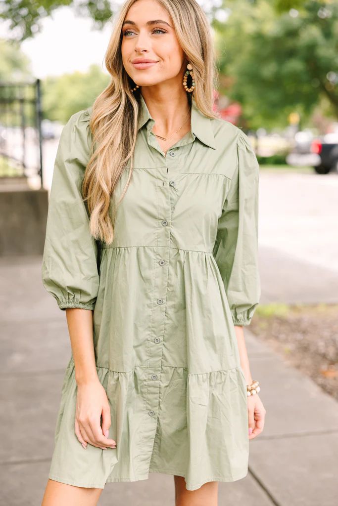 On Your Way Olive Green Babydoll Dress | The Mint Julep Boutique