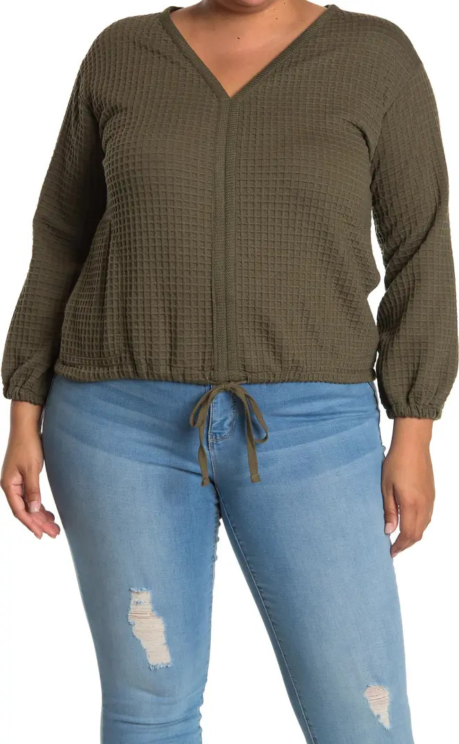 V-Neck Long Sleeve Waffle Knit Top | Nordstrom Rack