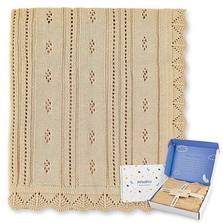 Cotton Pointelle Knitted Baby Blanket – Ultra-Soft, Breathable, 31"x40"Inch, Perfect for Swaddl... | Amazon (US)