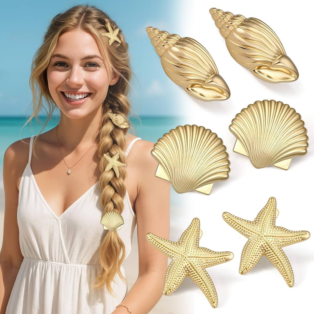 6 PCS Small Metal Hair Clips, Gold Starfish Hair Clips for Women Girls, Small Alligator Clips for... | Amazon (US)