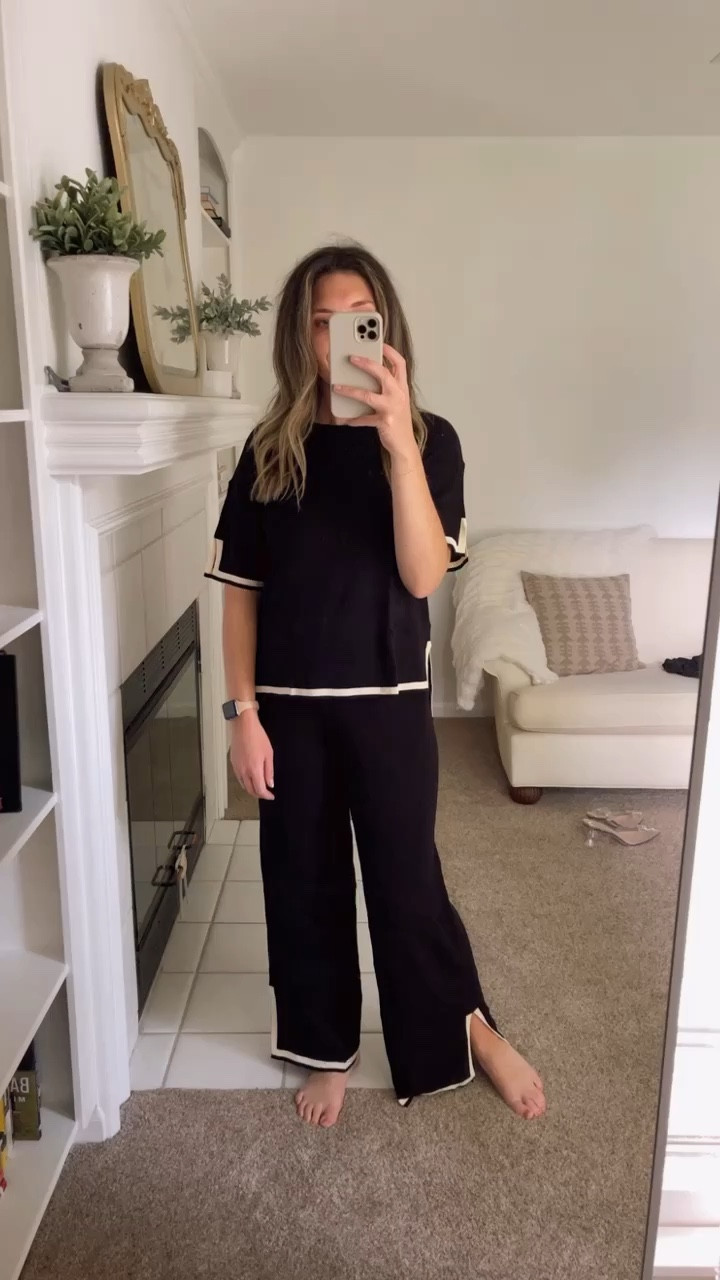 Amazon sweater set. Perfect for a growing bump. Black and white. Amazon style. Mom style. Bump style. Pregnancy outfits. Casual chic  

#LTKfindsunder50 #LTKbump #LTKstyletip