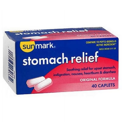 Sunmark Stomach Relief Caplets, Original Formula, Upset Stomach Relief, 40 Count | Target