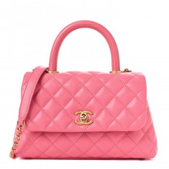 CHANEL Caviar Lizard Embossed Quilted Mini Coco Handle Flap Pink | FASHIONPHILE | Fashionphile