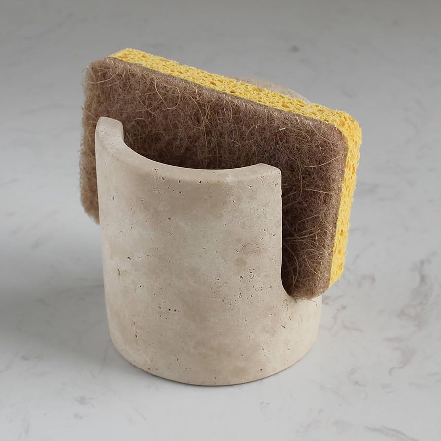 Natural Marble Travertine Sponge Holder for Kitchen Counter, Drying Rack, Sponge Caddy for Sink O... | Amazon (US)