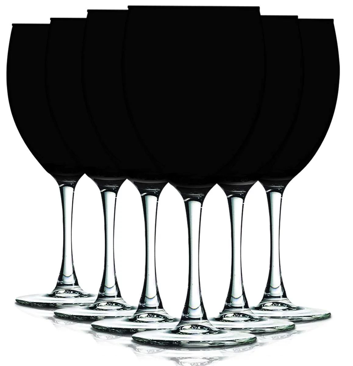 TableTop King 10 oz Wine Glasses, Stemmed Style, Nuance Top Accent, Black, Set of 6 | Walmart (US)