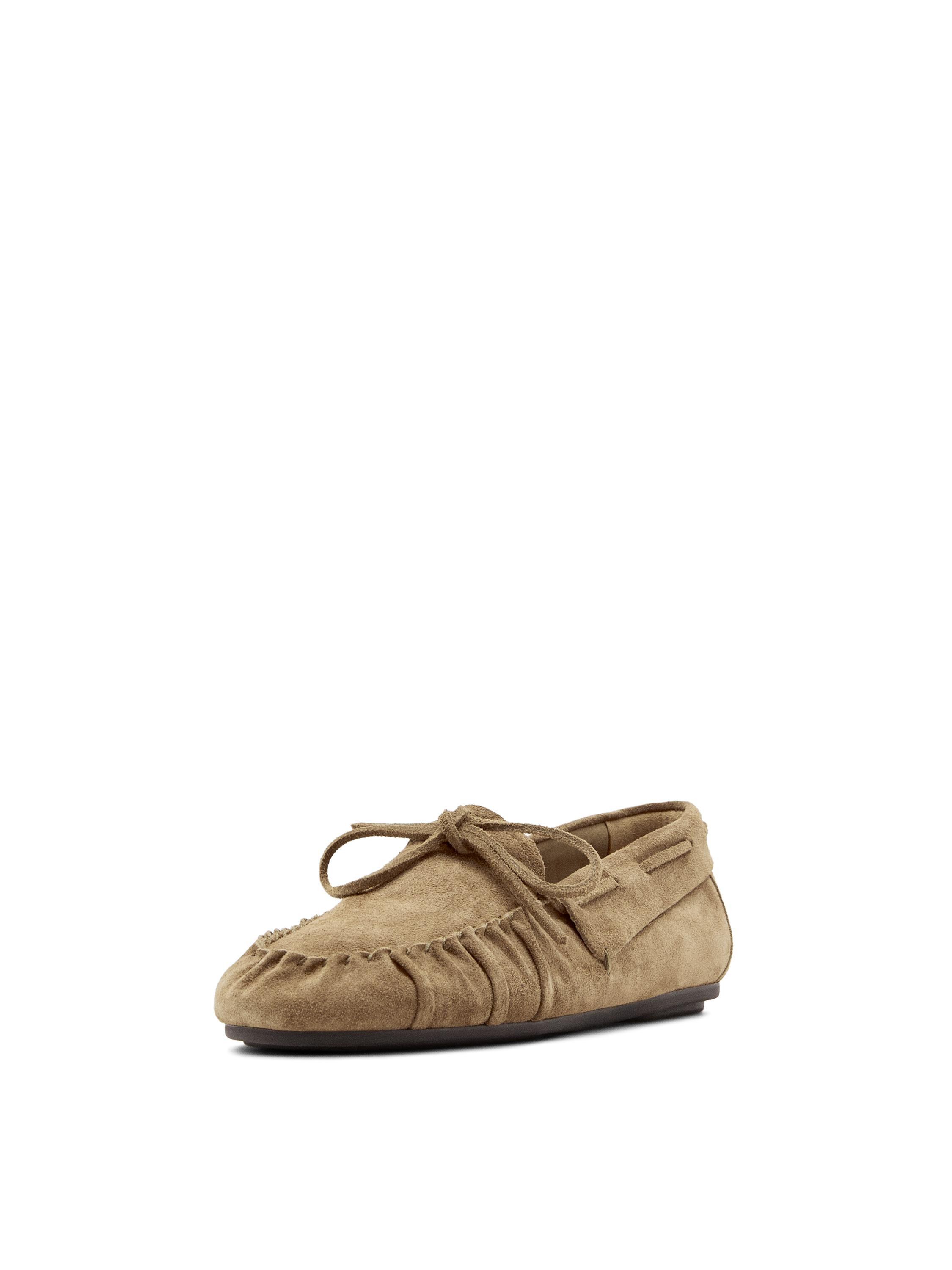 Soft leather loafers with gathered detail - MINK | Massimo Dutti UK
