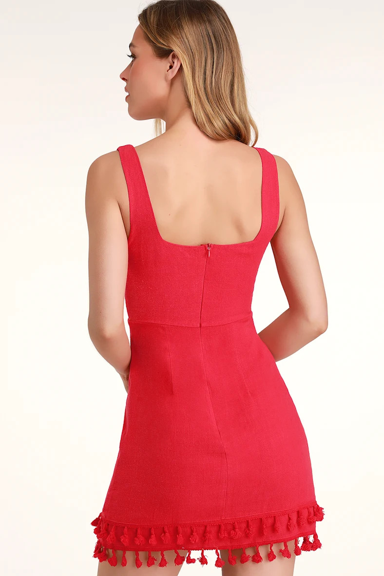 Feel the Sunshine Red Tassel Mini Dress | Lulus (US)