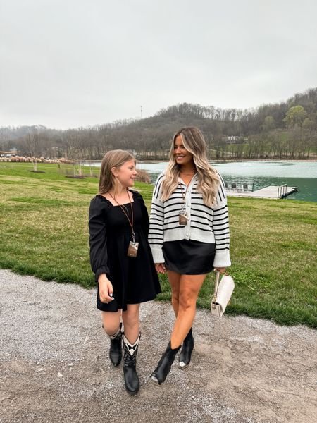 Harlyn’s dress is Amazon & her girls cowboy boots are Target and on sale right now!!! 

Mom and daughter, girls outfit, girls cowboy boots, girls dress 