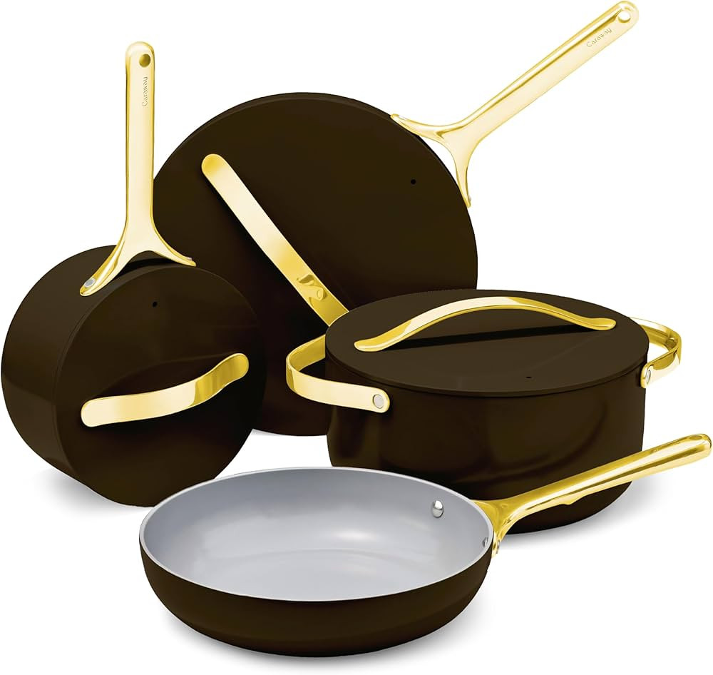 Caraway Nonstick Ceramic Cookware Set (12 Piece) Pots, Pans, Lids and Kitchen Storage - Non Toxic... | Amazon (US)