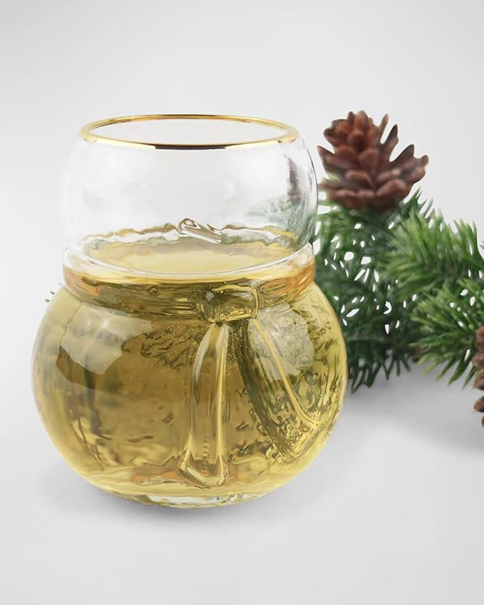 8 Oak Lane Clear & Gold Rim Snowman Glass Drinking Glass (One) Christmas Holiday | Amazon (US)