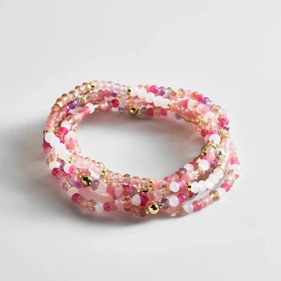 Indya Semi-Precious Layered Bracelet Set - Pink Multi | BaubleBar