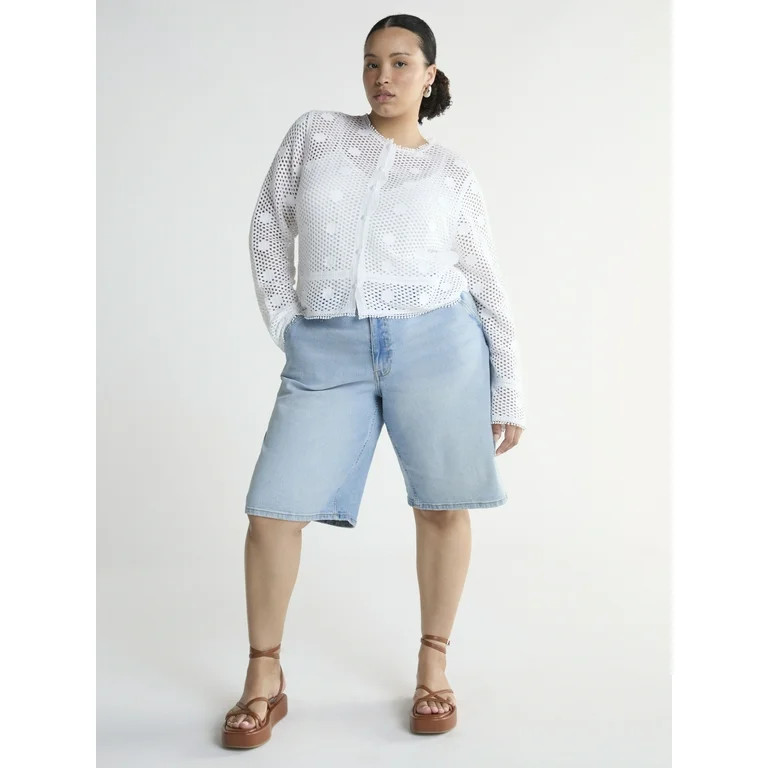 Scoop Women’s and Women’s Plus Crochet Flower Cardigan Sweater, Lightweight, Size XS-4X - Wal... | Walmart (US)