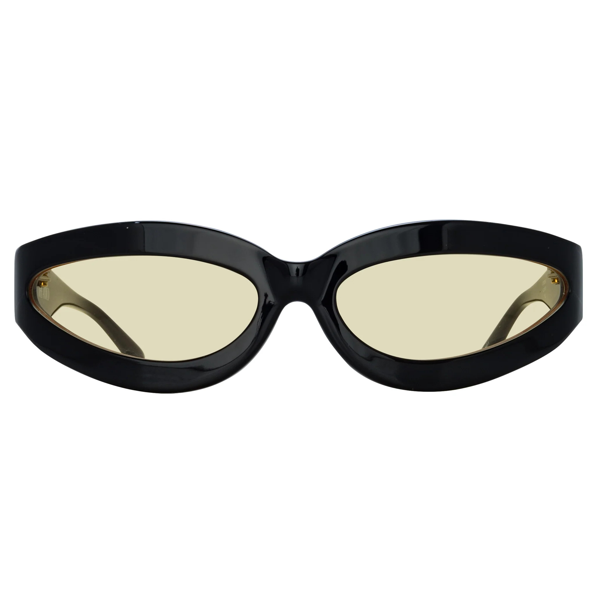 Agnes Wrap Sunglasses in Black and Yellow | Linda Farrow