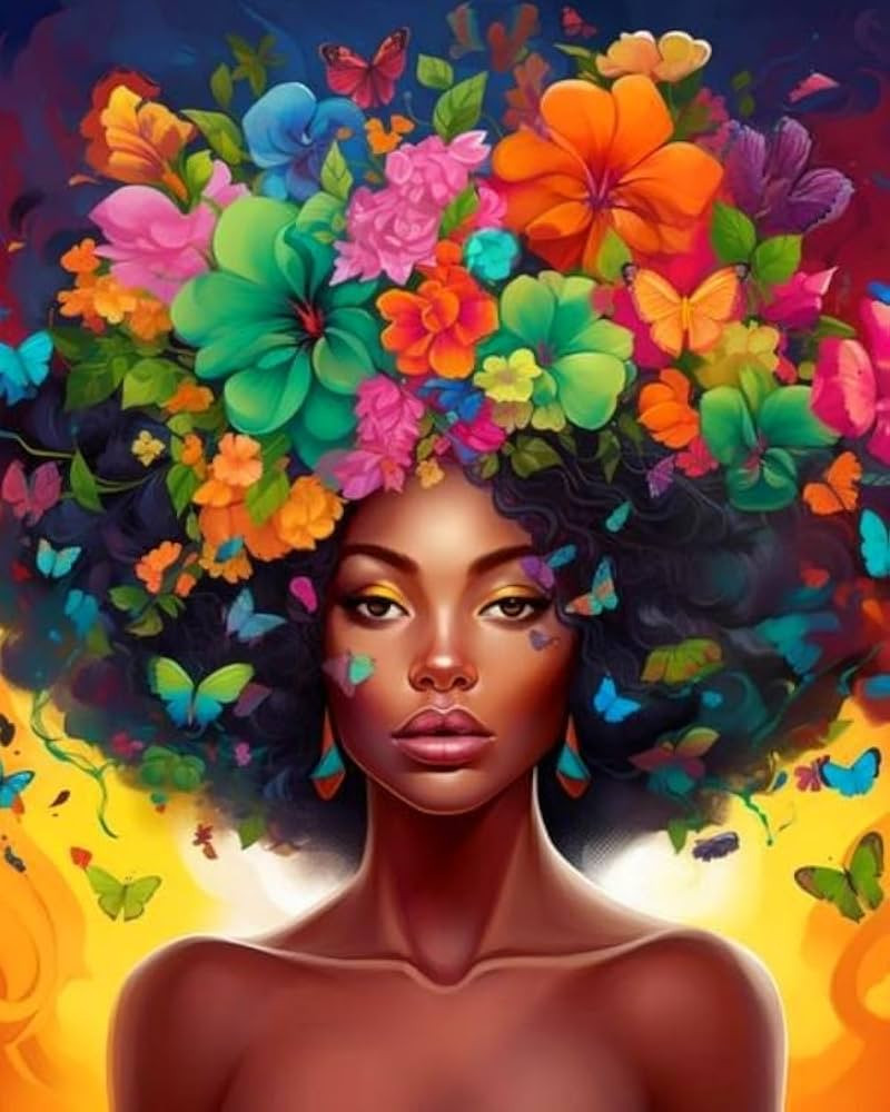 DIY African Woman Paint by Numbers for Adults Canvas, Flowers and Girl Paint by Number Kits on Ca... | Amazon (US)