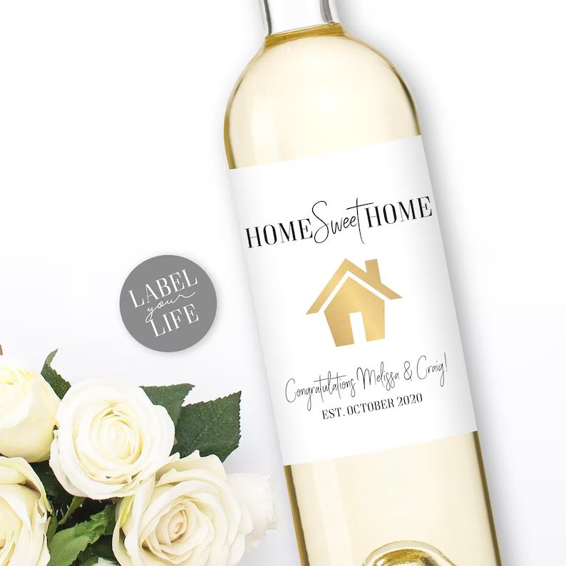 Housewarming gift, Wine Labels, Home Sweet Home, Champagne Labels, Unique House warming Gift | Etsy (US)