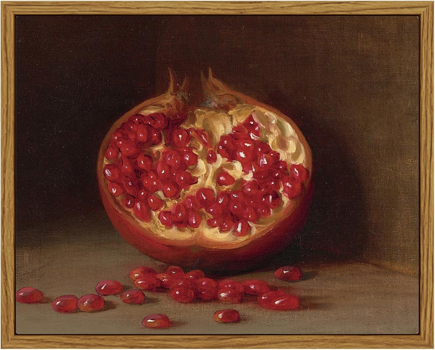 ARPEOTCY Vintage Still Life Wall Art, Pomegranate Fruit Framed Canvas Art Home Decor, Classical Farmhouse Wall Decor for Living Room, Oil Painting for Kitchen, Dining Shelf Decorations, 8x10 inch | Amazon (US)