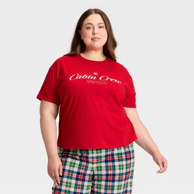 Women's "Cabin Crew" Short Sleeve Holiday Matching Family Pajama Shirt - Wondershop™ Red | Target