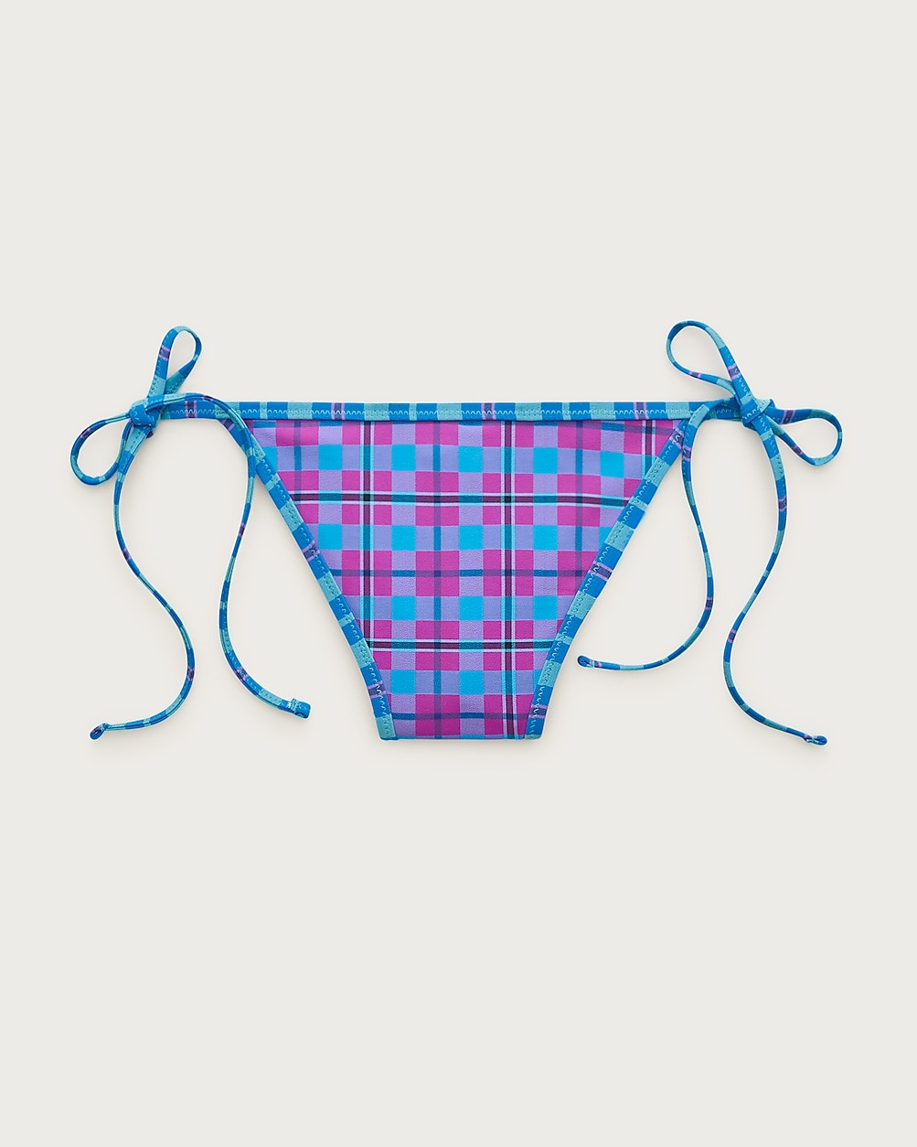 Cheeky string bikini bottom in reversible plaid | J. Crew US