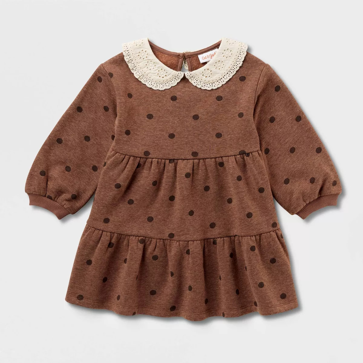 Baby Girls' Long Sleeve Floral Fleece A-Line Dress - Cat & Jack™ Yellow 18M | Target