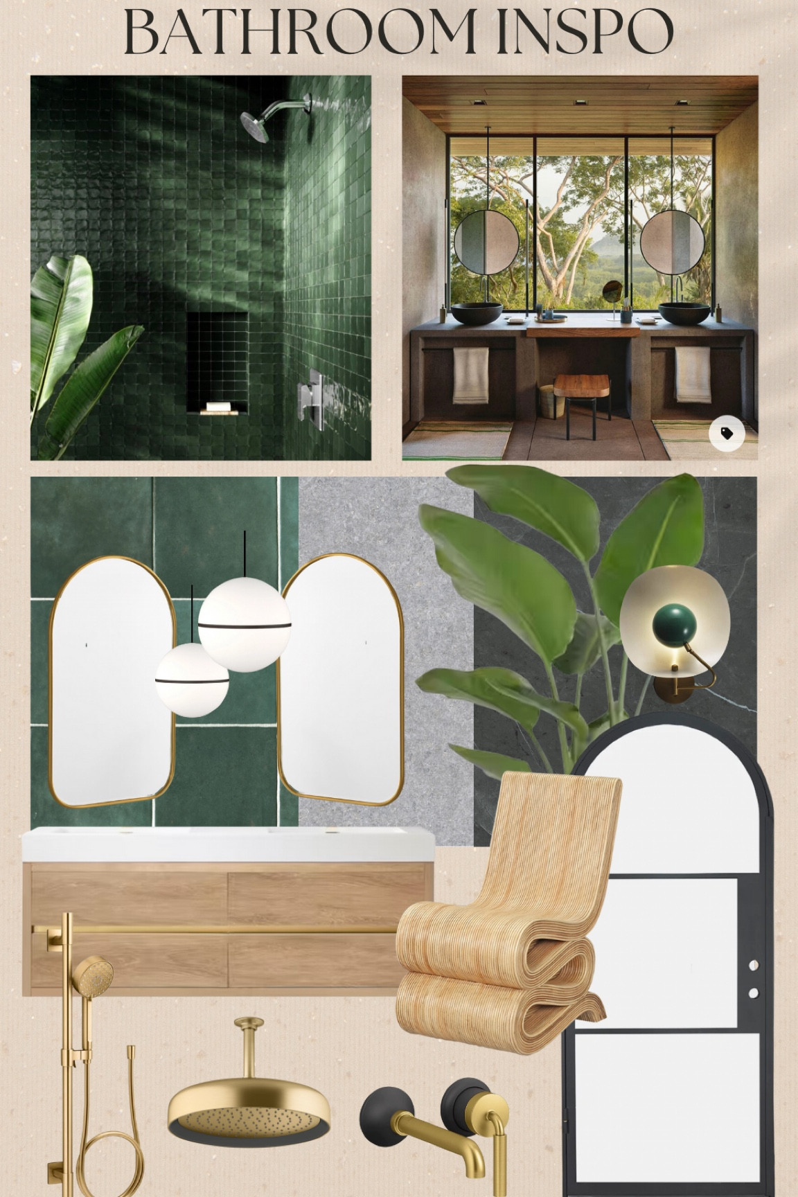 Modern bathroom inspiration. 

Gold faucets, floating vanity, brass sconce, modern pendant lights

#meandmrjones 

#LTKunder50 #LTKhome #LTKunder100