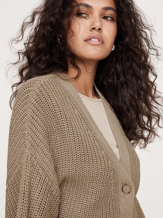 Oversized Cropped Cotton Cardigan | Banana Republic (US)