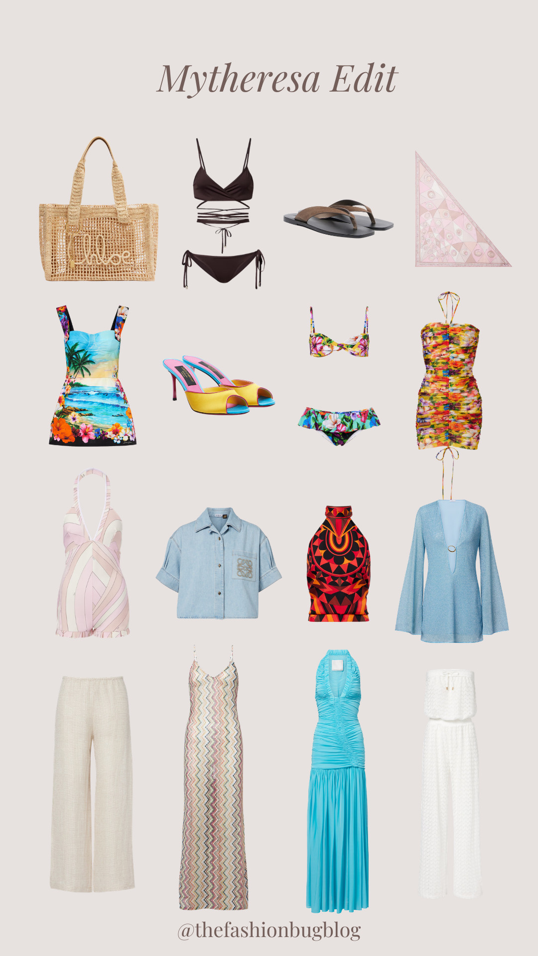 Mytheresa Edit 


luxury fashion, resort wear, vacation style, summer outfits, designer fashion, beachwear, swimwear, bikini set, one piece swimsuit, cover up, crochet tote, raffia bag, slide sandals, silk scarf, floral dress, mini dress, ruched dress, halter top, denim shirt, wide leg pants, knit pants, maxi dress, blue dress, pastel fashion, colorful fashion, elevated basics, chic getaway, holiday wardrobe, fashion inspo 

 #LTKuk #LTKspring #LTKluxury