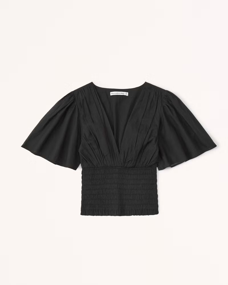 Flutter Sleeve Smocked Waist Top | Abercrombie & Fitch (US)
