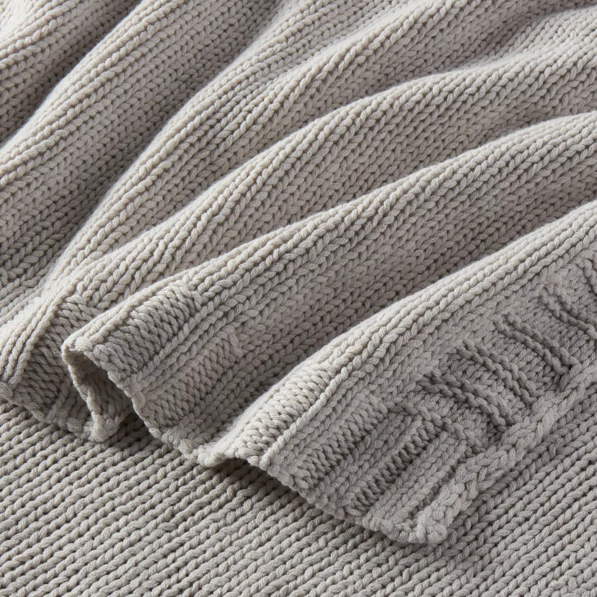 Twin/Twin Extra Long Sweater Knit Bed Blanket Gray - Threshold™: Cotton & Recycled Polyester, O... | Target