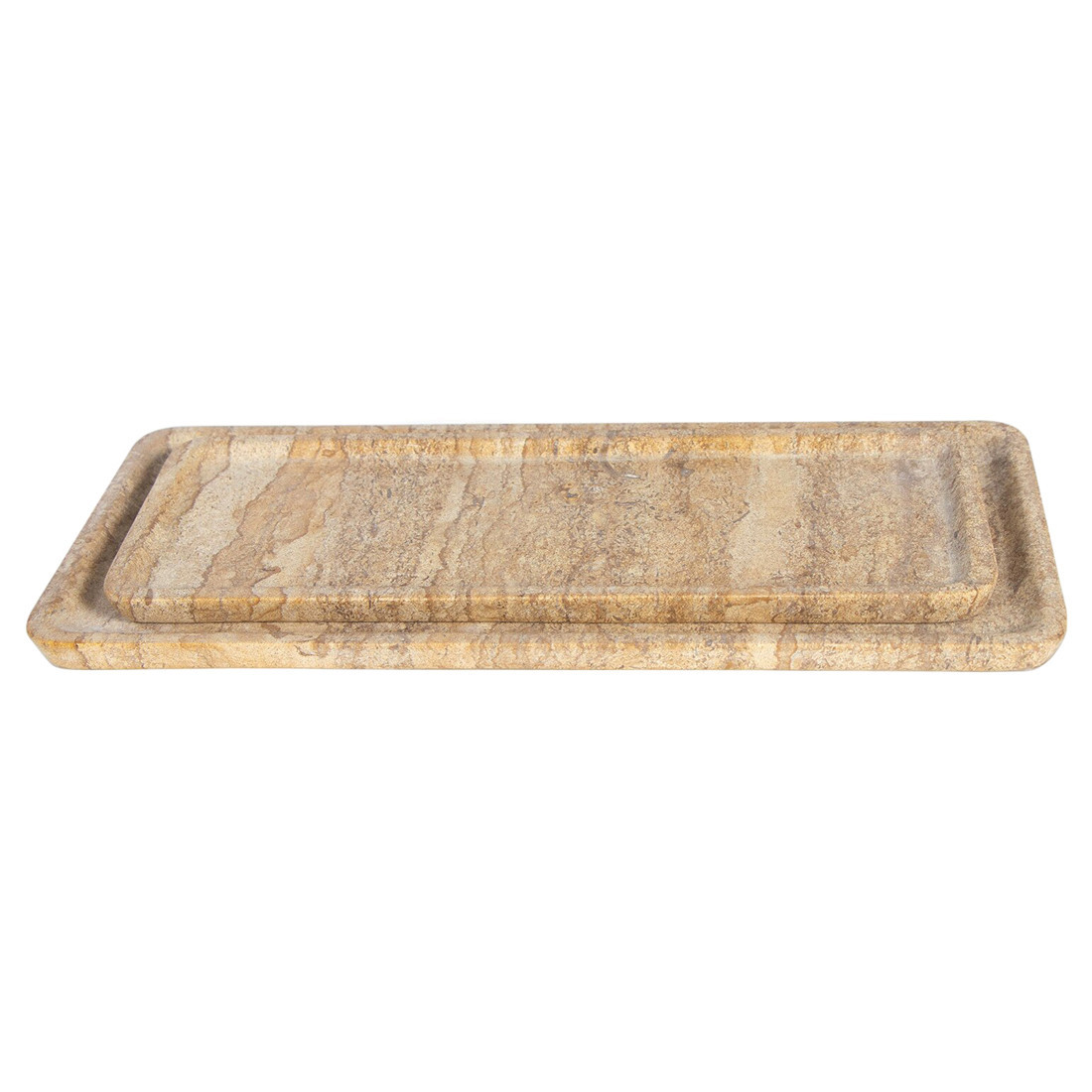 Sutton Modern Natural Marble Decorative Tray - Set of 2 | Kathy Kuo Home