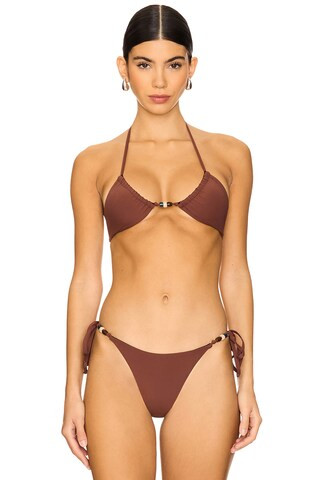 Bond Eye Indi Reversible Triangle Bikini Top in Black & Arabica from Revolve.com | Revolve Clothing (Global)