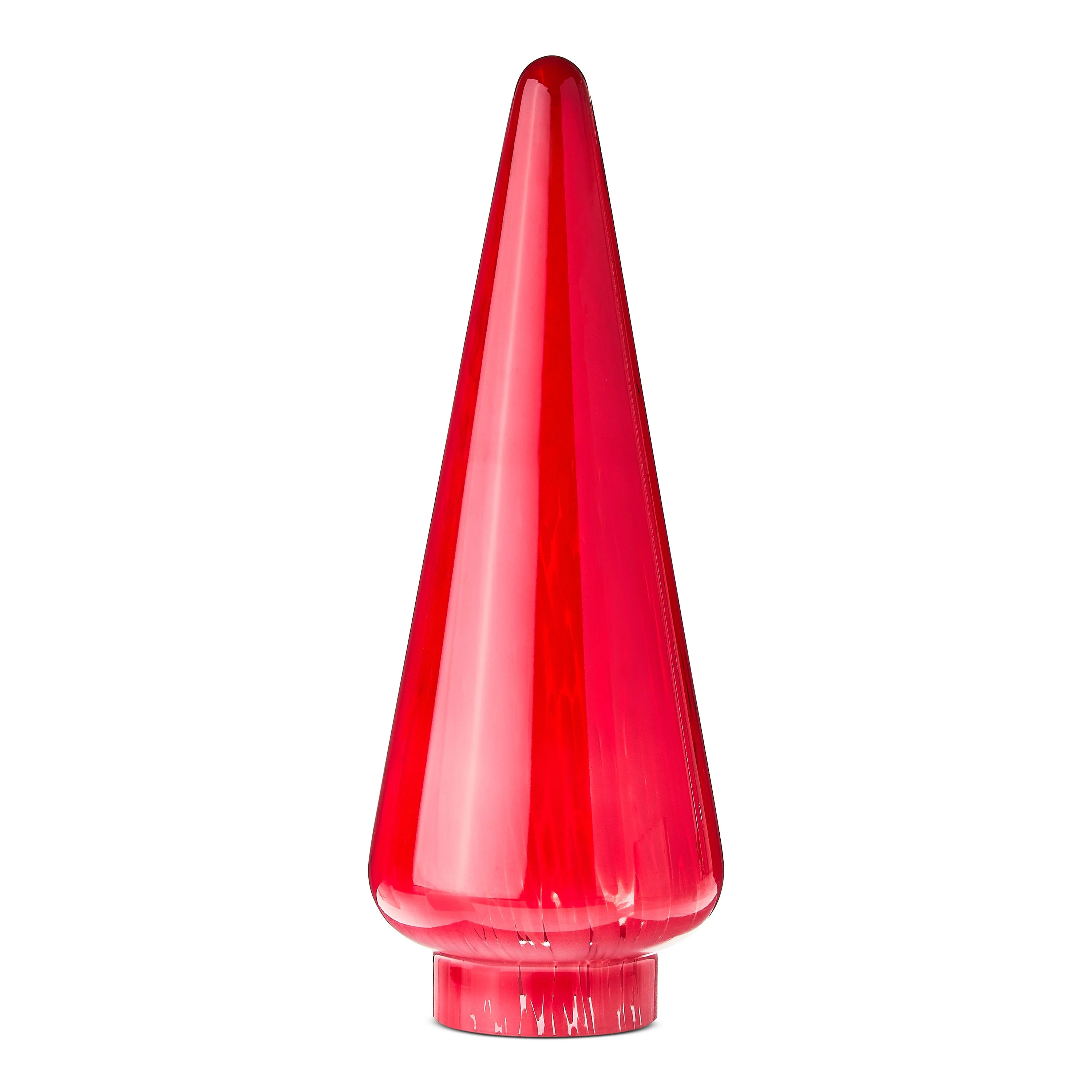 Glass Cone Christmas Tree Tabletop Decoration, Red, 11.8", by Holiday Time | Walmart (US)