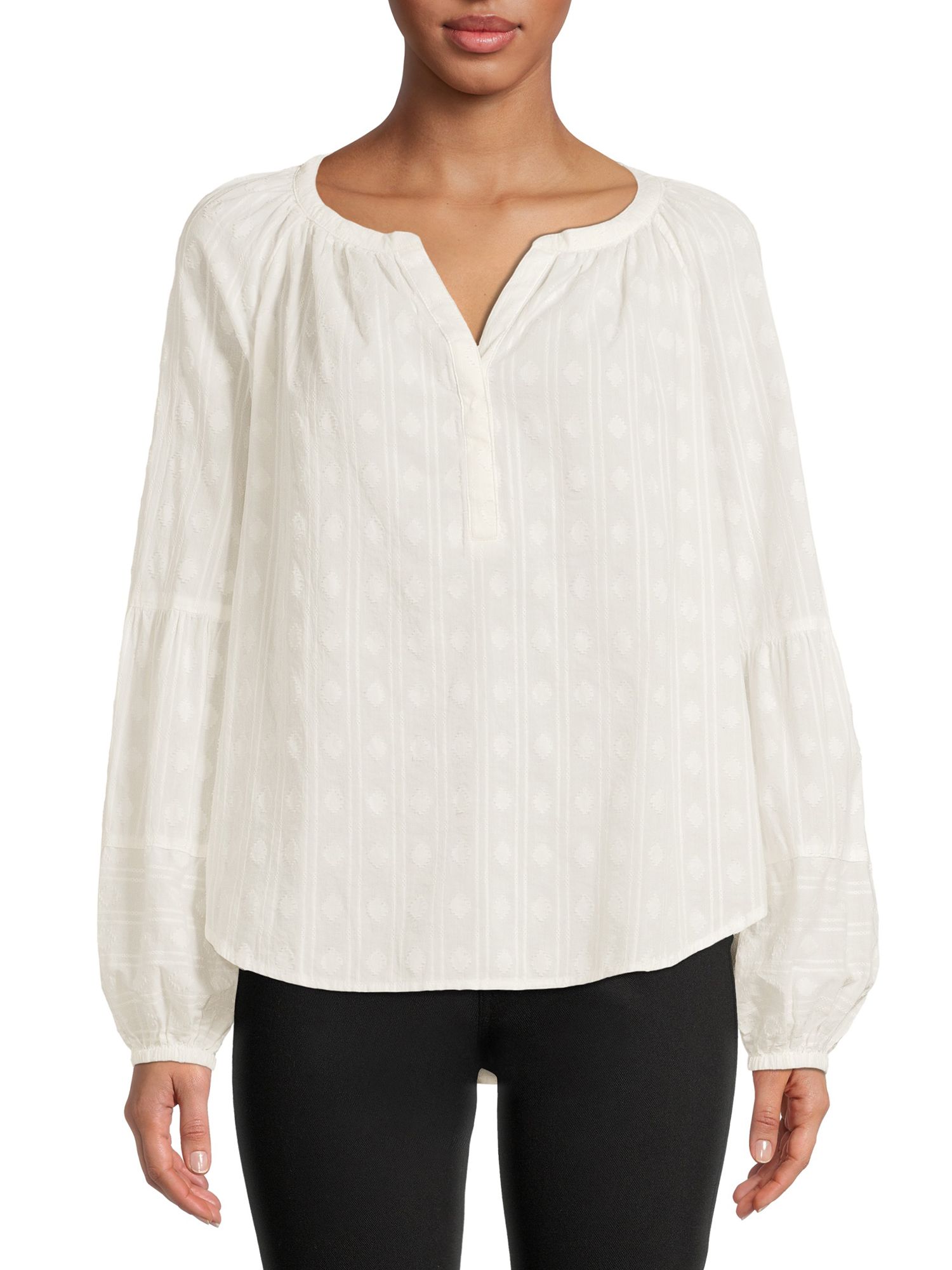 Time and Tru Women's Puff Sleeve Popover Top | Walmart (US)