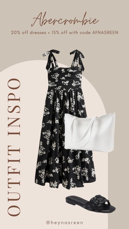 Abercrombie outfit inspo: spring day! This dress can be dressed up or down. Shop now for 20% off dresses and an extra 15% off with code AFNASREEN 

#LTKSeasonal #LTKstyletip #LTKsalealert