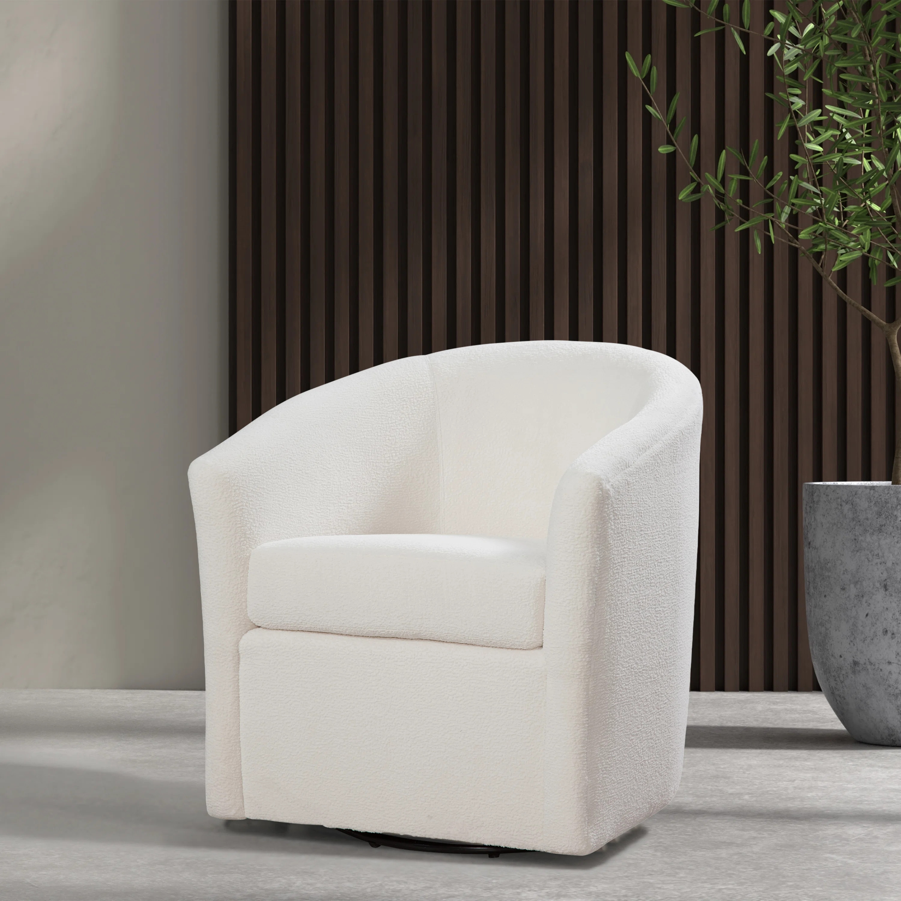 Odessa Barrel Style Swivel Accent Chair In Performance Fabric | Wayfair North America