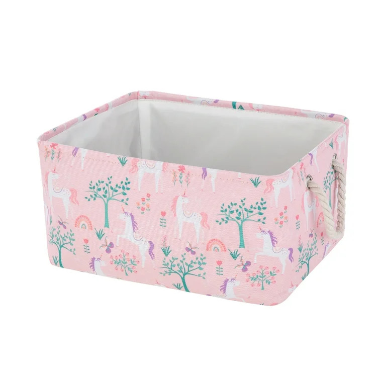 Your Zone Kids Unicorn Canvas Storage Basket with Handles, 15 in x 11 in x 7.8 in | Walmart (US)
