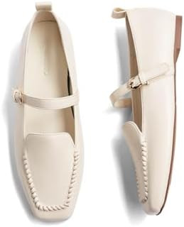 Coutgo Womens Mary Jane Flats Square Toe Slip On Ballet Flats Comfortable Dressy Work Office Loaf... | Amazon (US)