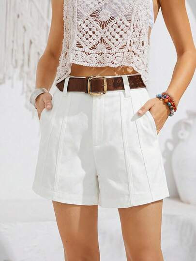 Anewsta Women's Fashionable, Versatile, Casual Design Shorts For Spring/Summer | SHEIN
