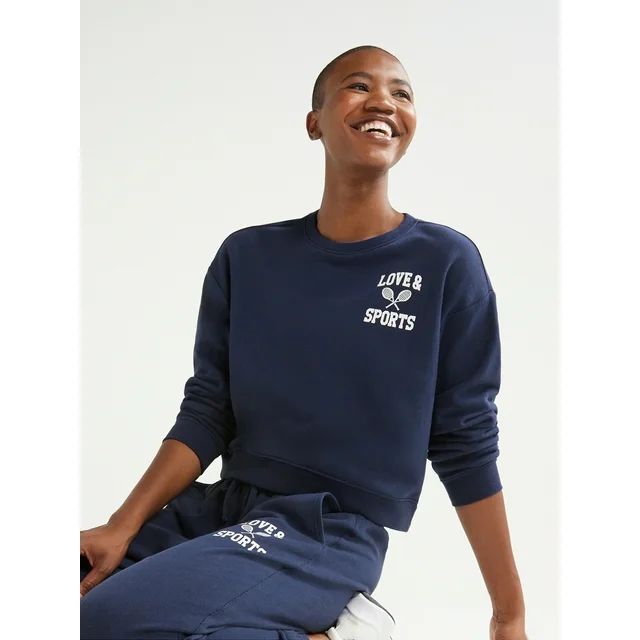 Love & Sports Women’s French Terry Cloth Graphic Sweatshirt, XS-XXXL | Walmart (US)