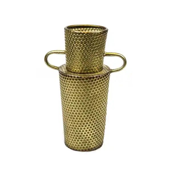 Intriguingly Classic Metal Dimple Texture Vase, Gold - Overstock - 23384173 | Bed Bath & Beyond