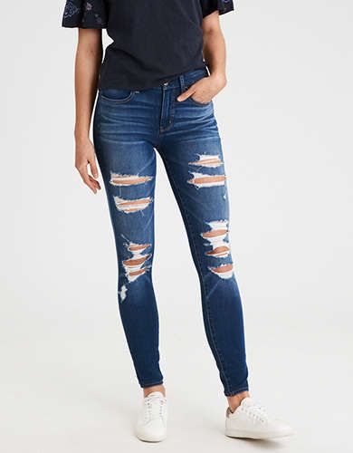 The Dream Jean High-Waisted Jegging , Destroyed Bright | American Eagle Outfitters (US & CA)